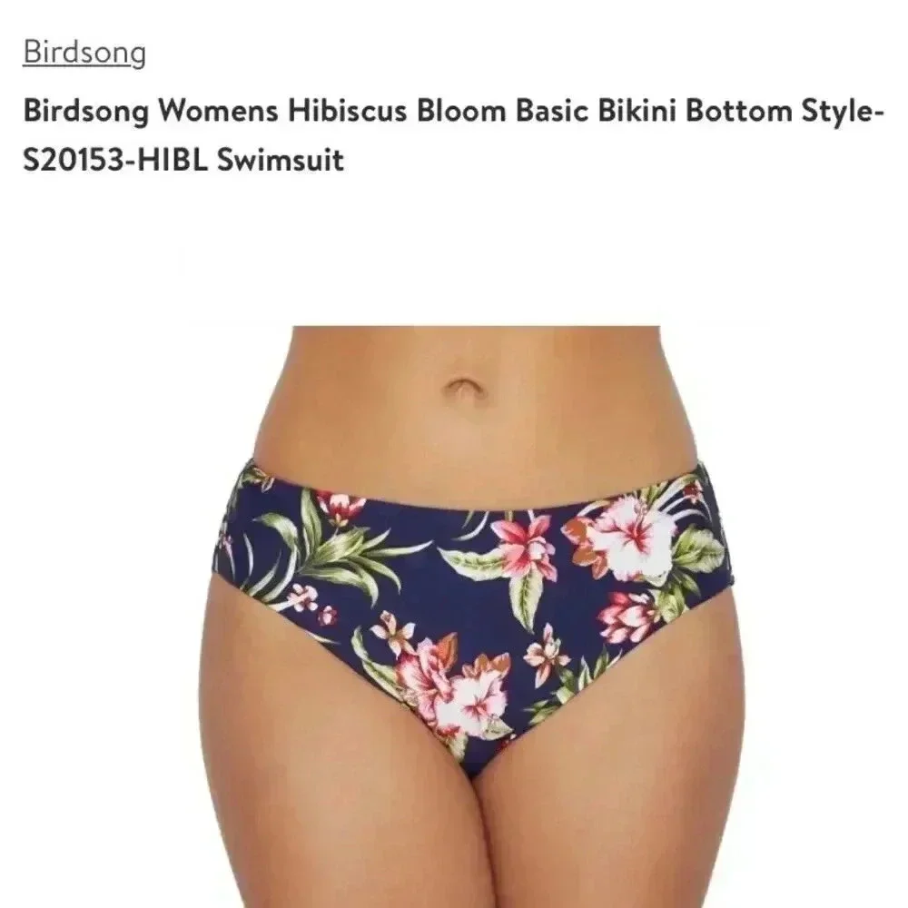 Bare Necessities Birdsong Mid Waist Bikini Bottom Floral Hibiscus Bloom